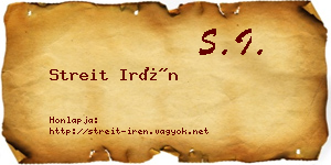 Streit Irén névjegykártya